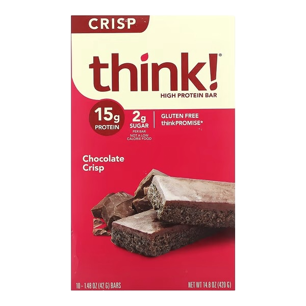 Think!, High Protein Bars, Chocolate Chip, 10 Bars, 1.48 oz (42 g) 