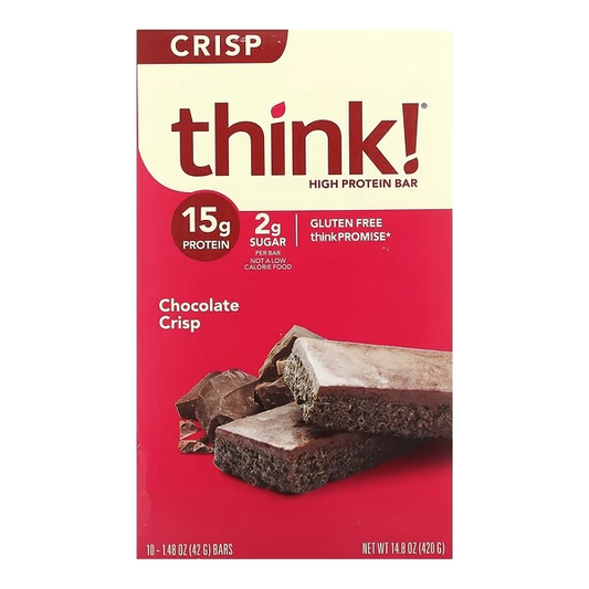 Think!, High Protein Bars, Chocolate Chip, 10 Bars, 1.48 oz (42 g) 